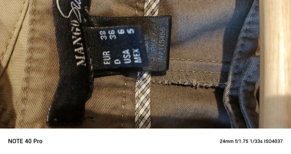 Spodnie Mango 40 chinosy bawełna khaki