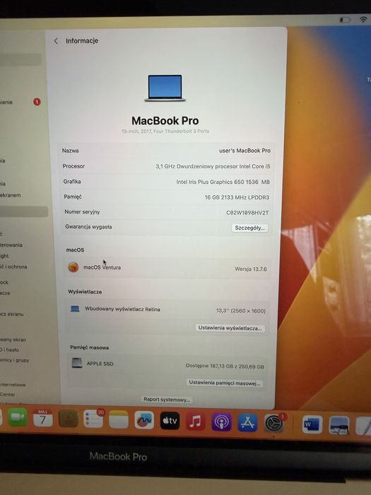 MacBook Pro 13” 2017 bardzo dobry stan!