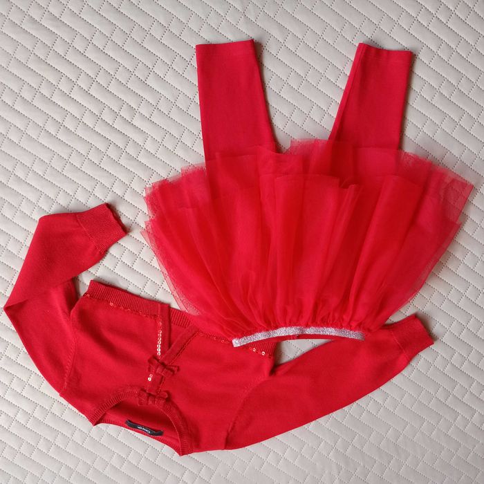 86 Sweterek getry legginsy leginsy czerwone święta Mikołaj Next