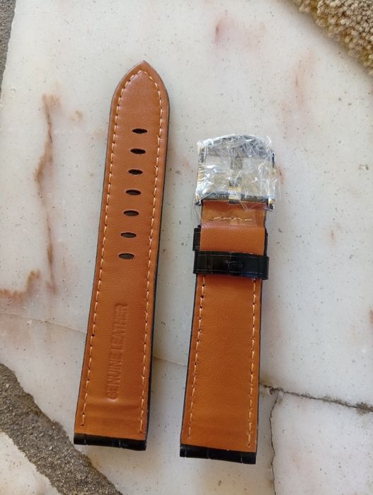 Bracelete pele preta 22mm