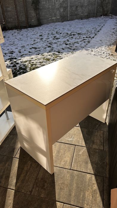 Biurko białe , blat spiek kwarcowy 100 cm