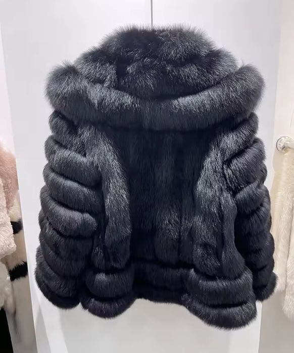 Kontantto czarne futro kurtka z lisow xs-xl