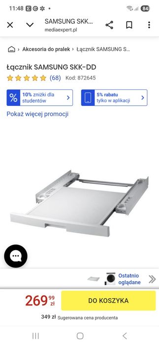 Łącznik pralki i suszarki elektrolux