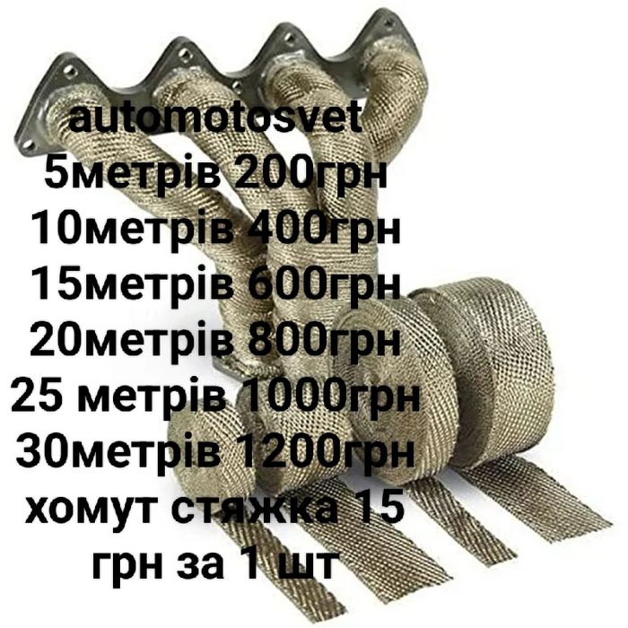 Термолента термобинт термоткань на выхлоп авто мото генератор