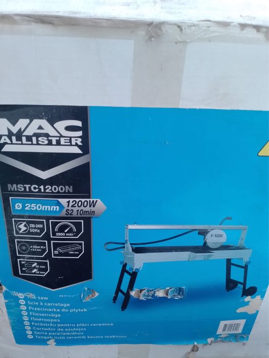 Przecinarka do glazury MacAllister 1200W / 250 mm – przecinarka wodna do płytek, stan bdb