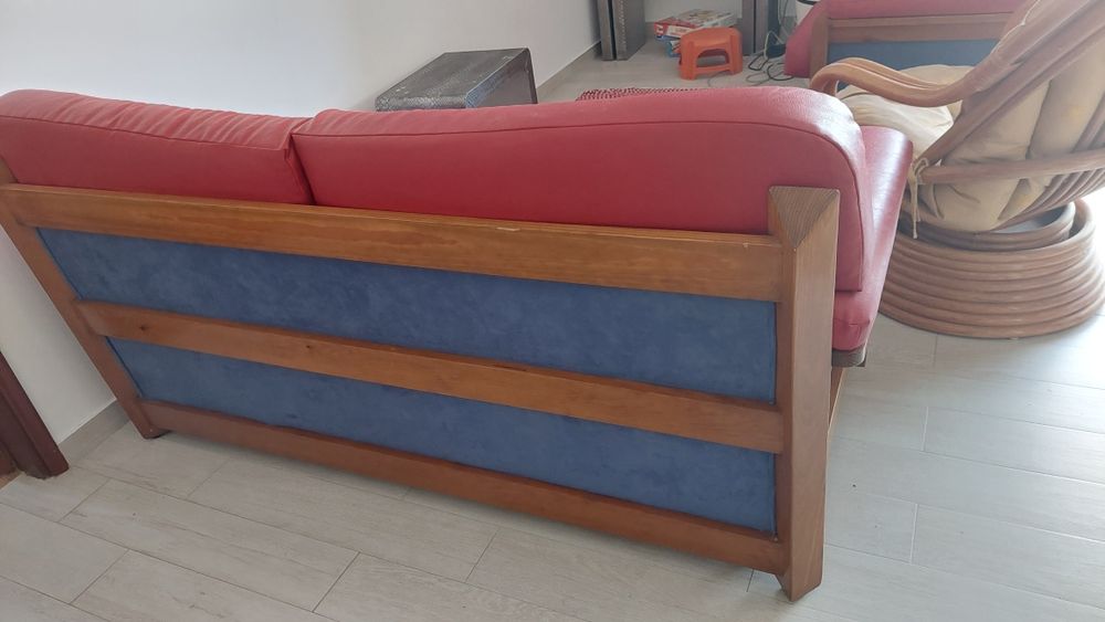 Conjunto de 3 sofás em pele