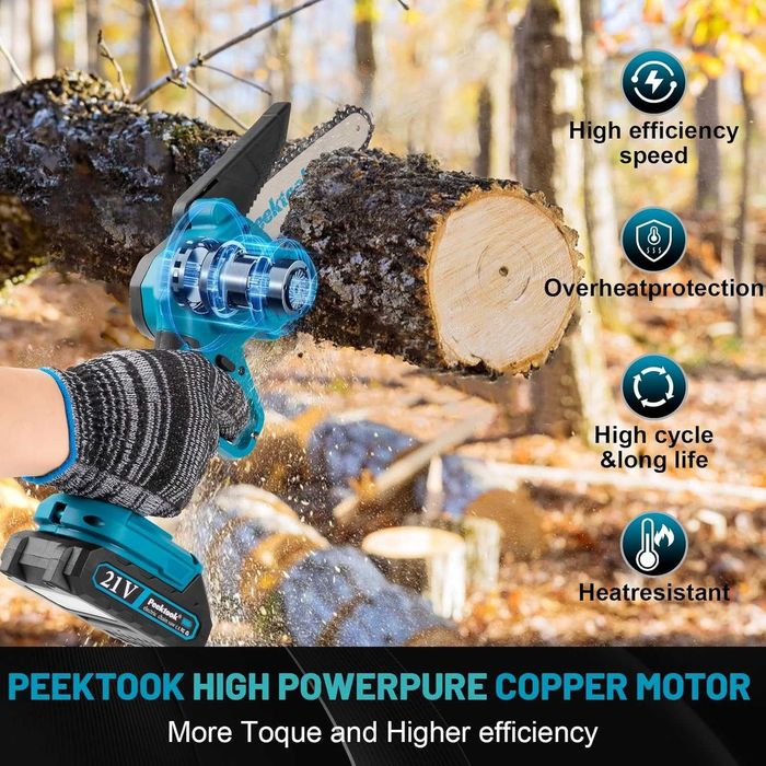 Motosserra eletrica a Bateria 6″ portátil madeira jardinagem poda NOVO