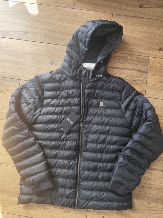 Nowa Męska kurtka jesienno zimowa S/M Hugo Boss granat kaptur