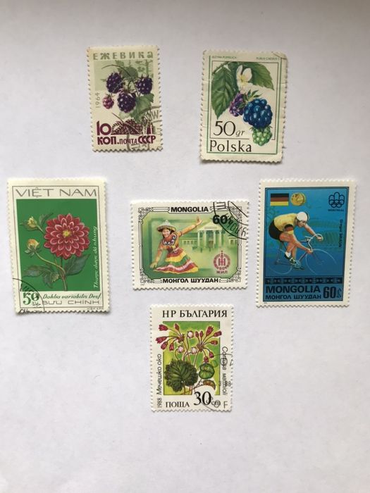 Марки поштові Моноголія В‘єтнам Болгарія Польща