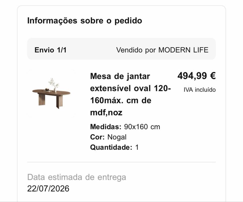 Conjunto mesa de jantar oval + 4 cadeiras