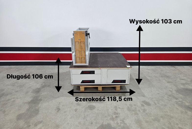 Szuflady dolne podłogowe do busa auta regał samochodowy serwisowy FLEXMO