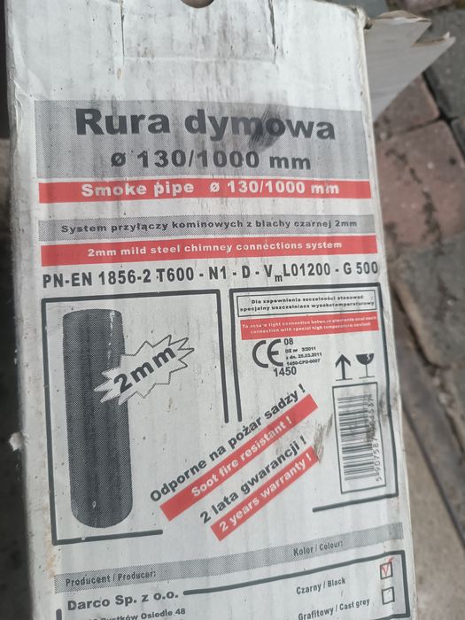 Rura dymowa DARCO fi 130/1000 mm