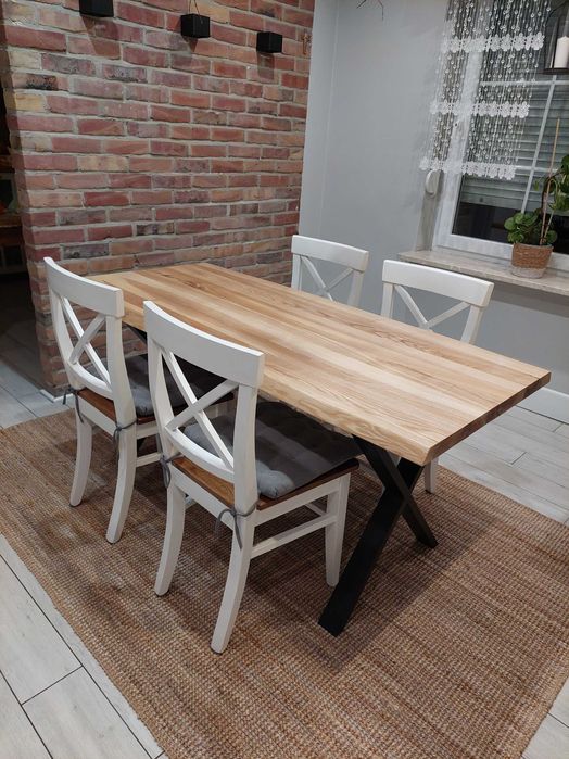 Stół jesionowy typu loft (live edge)