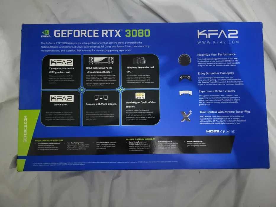 Placa Gráfica Nvidia Geforce RTX 3080 de 10Gb 4 Fan da KFA Leds RGB!