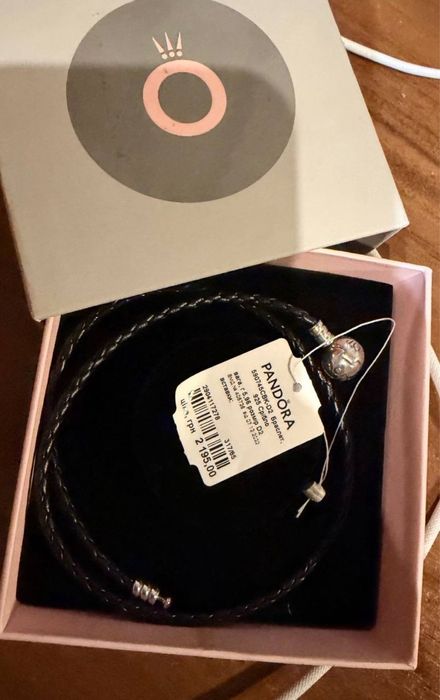 Браслет Pandora серебро кожа