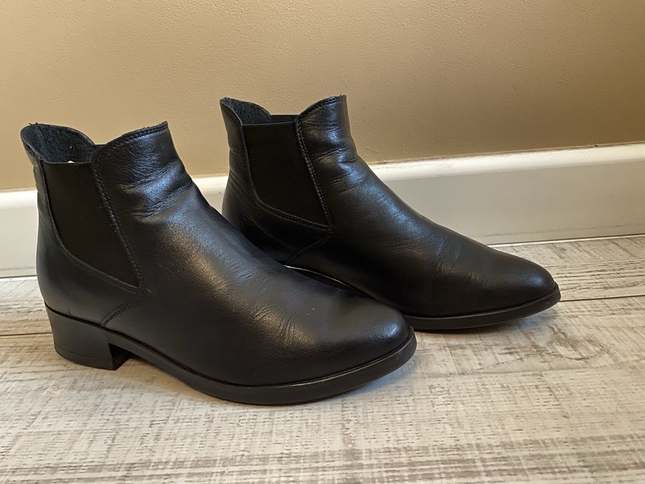 Buty Ryłko wiosna jesień rozmiar 35 botki do kostki skóra czarne