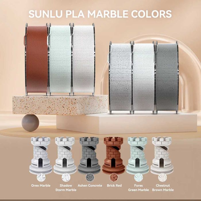 Sunlu HS PLA Marble Пластик для 3D друку 1кг