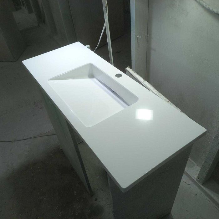 Умивальник суцільний і стільниця над пральною машиною + тумба дзеркало