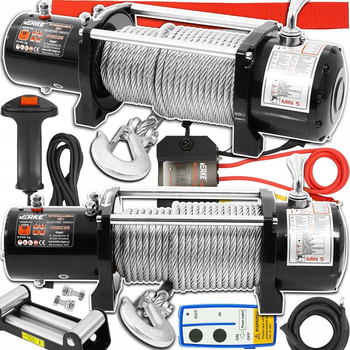 Wyciągarka elektryczna 12V 5440kg 12000 LBS stalowa lina 24m OFFROAD