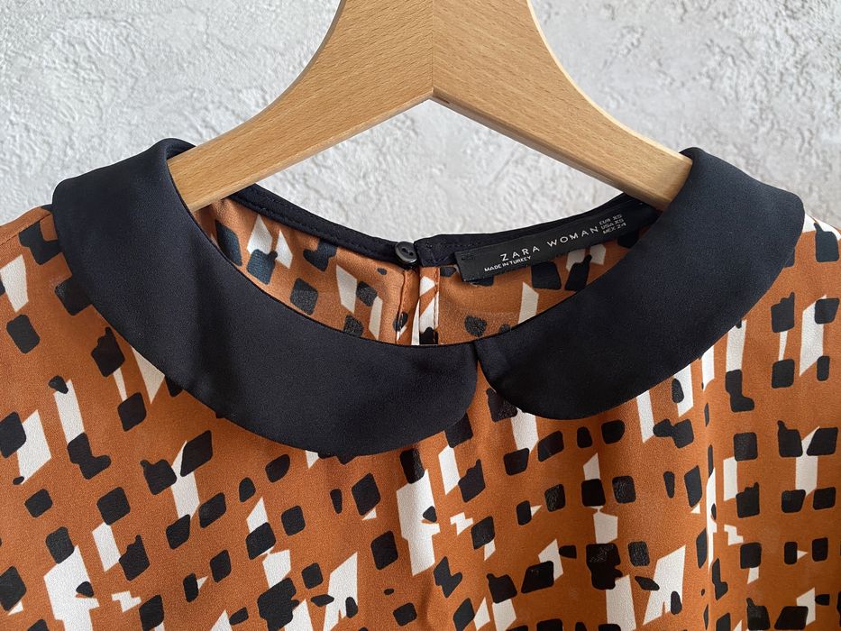 ZARA bluzka bluzeczka kołnierzyk krótki rękaw