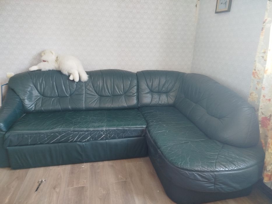Добротный кожаный диван