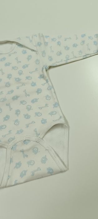 Body bebé 3 meses em algodão. Cor azul e branco