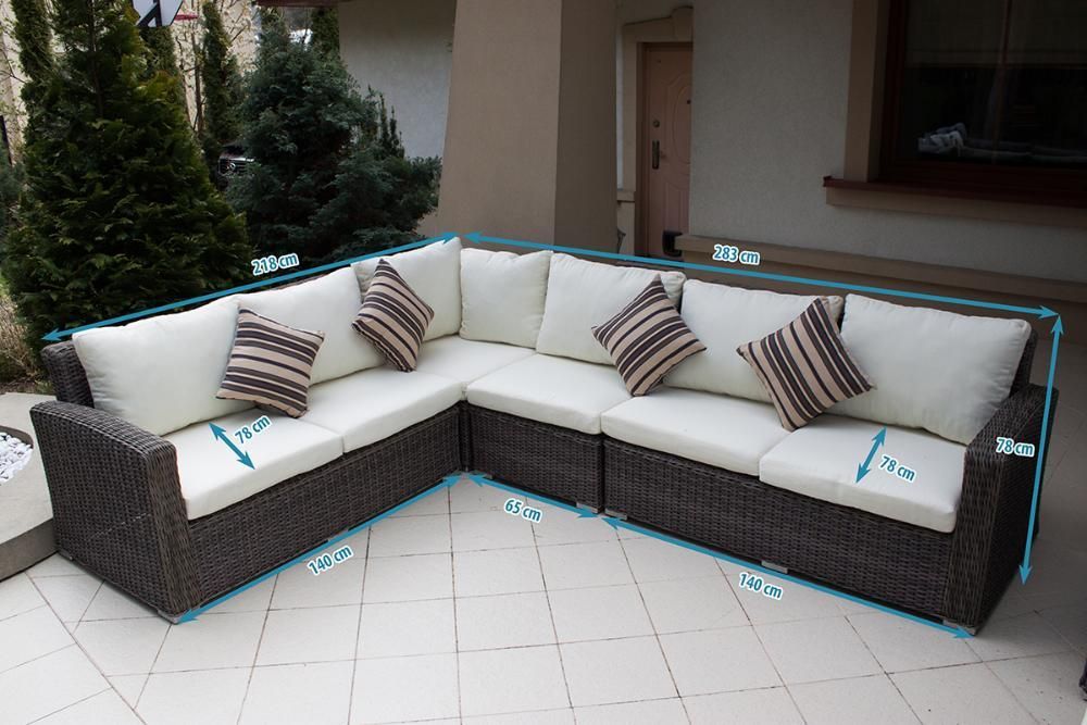 Zestaw ogrodowy- Kawowy technorattan , narożnik + fotel+ stoliki