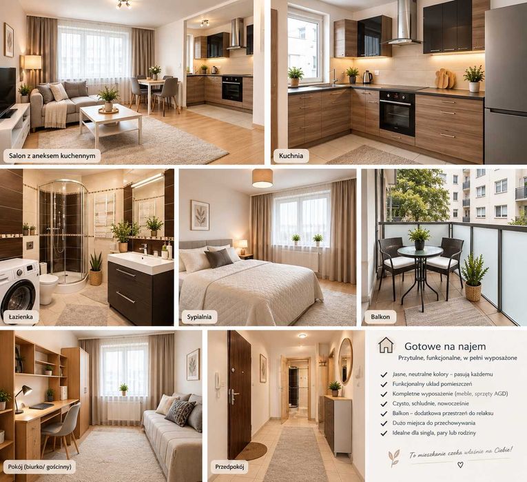 Komfortowe 3-pokojowe mieszkanie 56 m² z garażem i dużym balkonem – Ząbki, ul. Powstańców 47