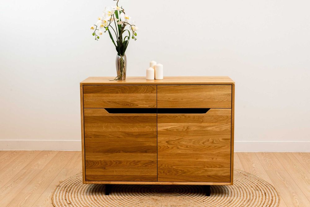 Komoda-Szafka RTV Astra z litego drewna dębowego, drewniana komoda