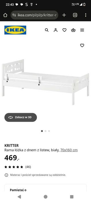 Łóżko dziecięce białe uniwersalne IKEA