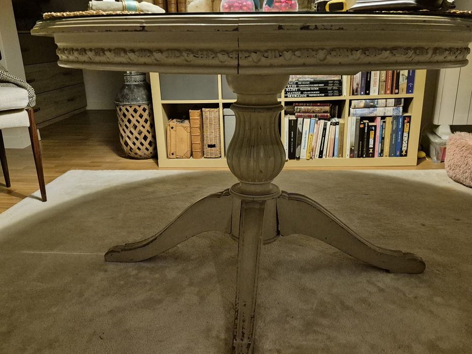 Mesa jantar extensível - madeira maciça pintada