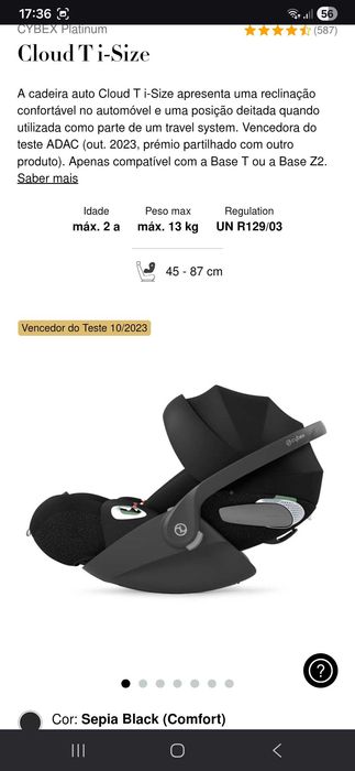 Vendo carrinho, babycoque e base isofix com adaptadores - cybex