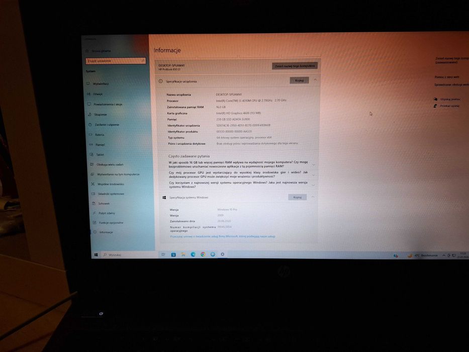 Laptop HP ProBook  650 G1 + stacja dokująca + torba