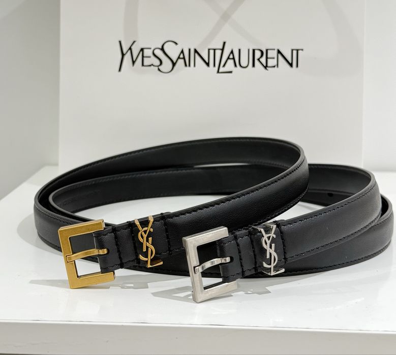 Шкіряний ремінь YSL Saint Laurent Ів Сен Лоран Ив Сен Лоран чорний