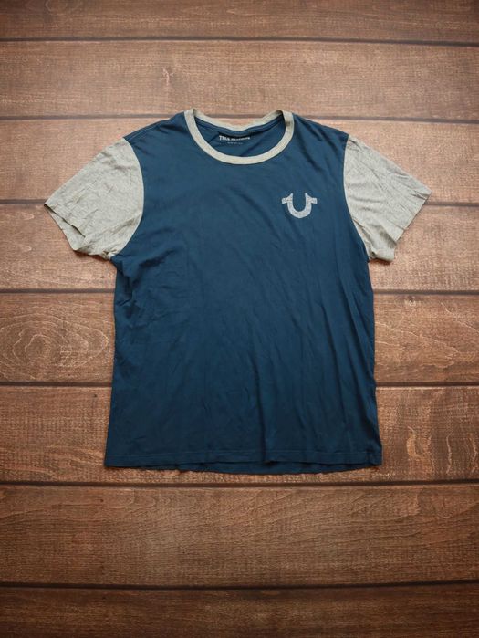 True Religion Blue Tshirt koszulka z krótkim rękawem niebieska szara