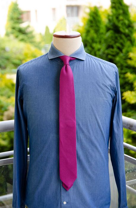 Fioletowy / różowy krawat z grenadyny, 100% jedwab, Rooks & Rocks silk