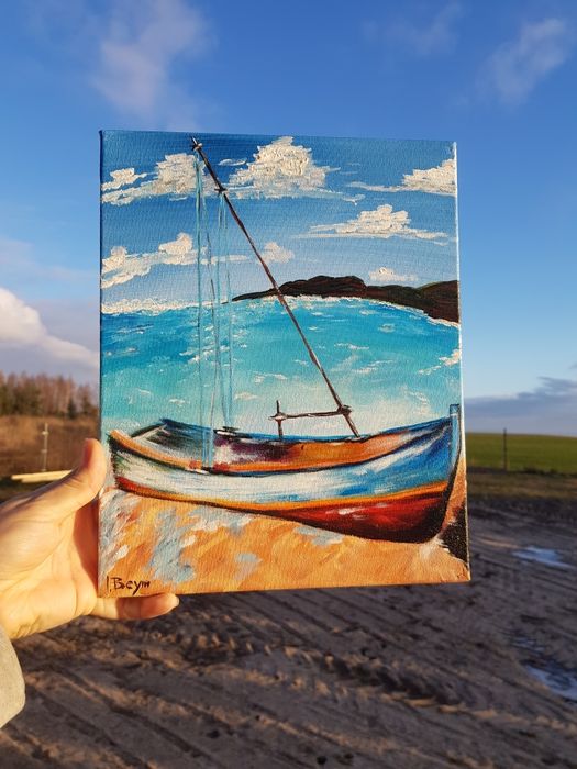 Obraz akryl na płótnie Łódka,  morze,  wybrzeże