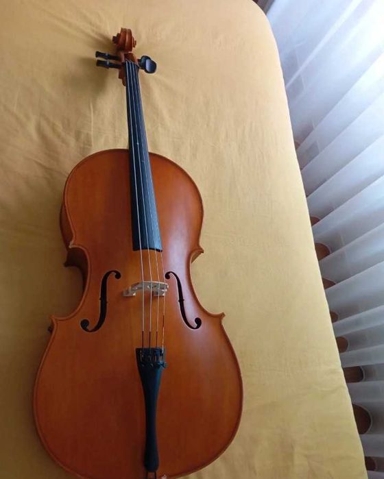 Vendo violoncelo tamanho 1/2, em bom estado geral, com alguns sinais normais de utilização, mais arco, capa protetora da Rapsody e fita.