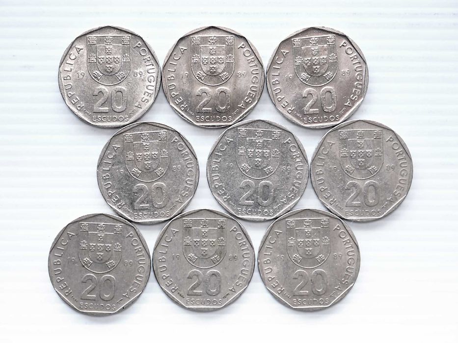 Lote de 9 Moedas 20 Escudos 1989