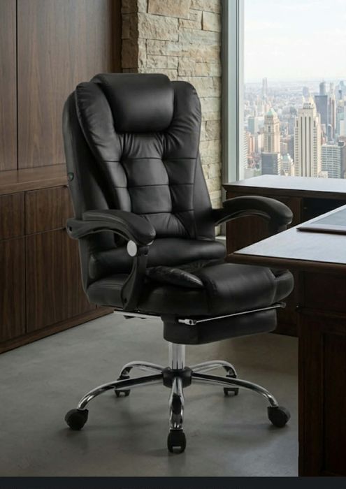 Fotel Gamingowy Obrotowe Krzesło Biurowe z Podnóżkiem Ekoskóra Elegancki Fotel do pracy Regulowany Fotel Ergonomiczny