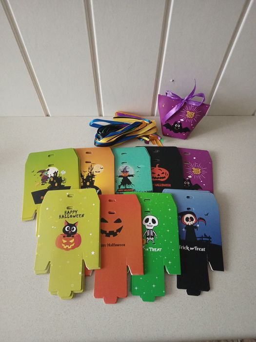 Torby na cukierki, halloween, 36opakowań + wstążki