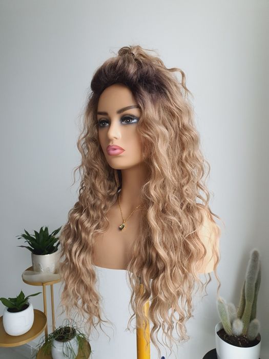 Nowa peruka blond brąz 3D naturalna fryzura