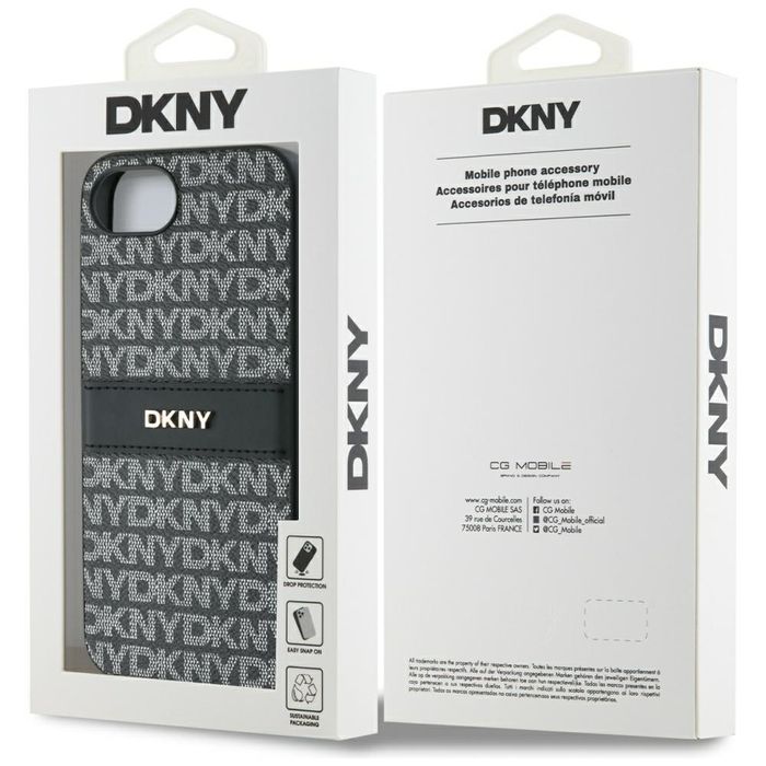 Etui DKNY Repeat Texture Pattern Tonal Stripe do iPhone 16e czarny