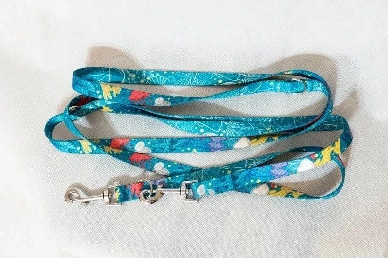 Smycz  obroża półzaciskowa charcia wakacje wzór morski  wakacyjny