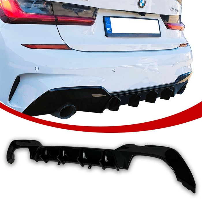 BMW G20 G21 Dyfuzor Tylnego Zderzaka Dokładka Pojedynczy Wydech M-Pakiet Czarny Połysk