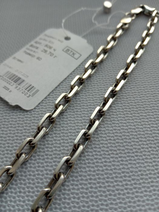 Серебряная цепочка якорное плетение якорь 60  55 см 30 грамм  с чернением мужская цепь крепкая ланцюг срібний срібло міцний якірне плетення якір