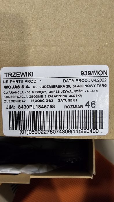 Buty Trzewiczki rozmiar 46