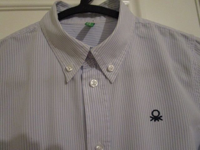 Camisa menino riscas azul claro Benetton NOVA