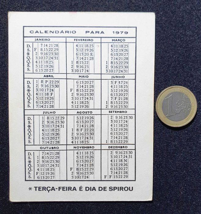 Antigos e Raros "CALENDÁRIOS SPIROU" ~ de Coleção ~ 1979 ~ #1