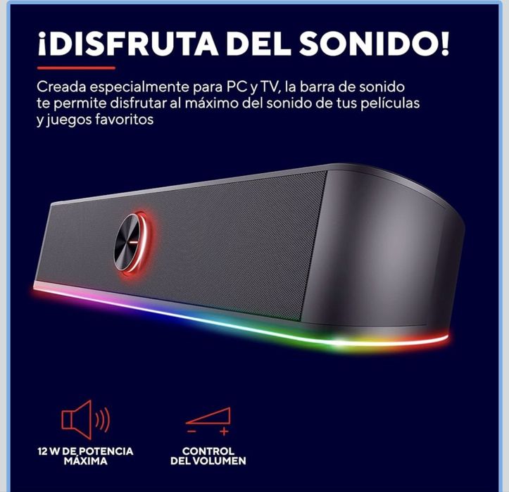 Coluna barra de som gaming rgb